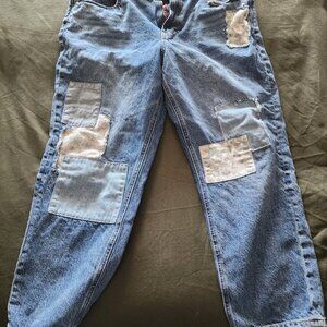 Lucky Brand Blue Straight Leg Jeans with Patchwork